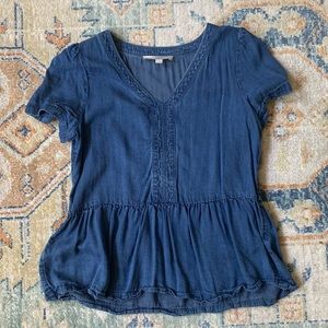 LOFT | Chambray Peplum Top